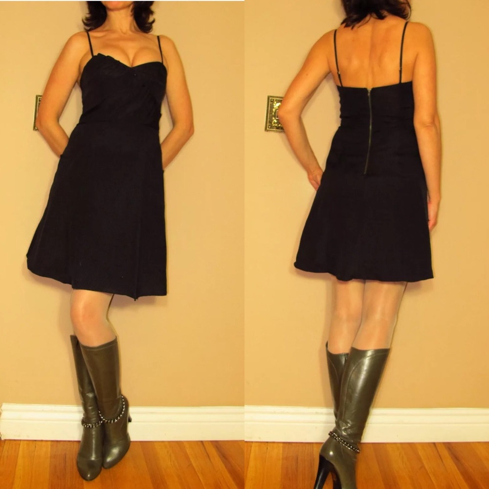 Y2K Vintage Black Silk Dress LBD Tracy Reese Whimsigoth Witchy Coquette New